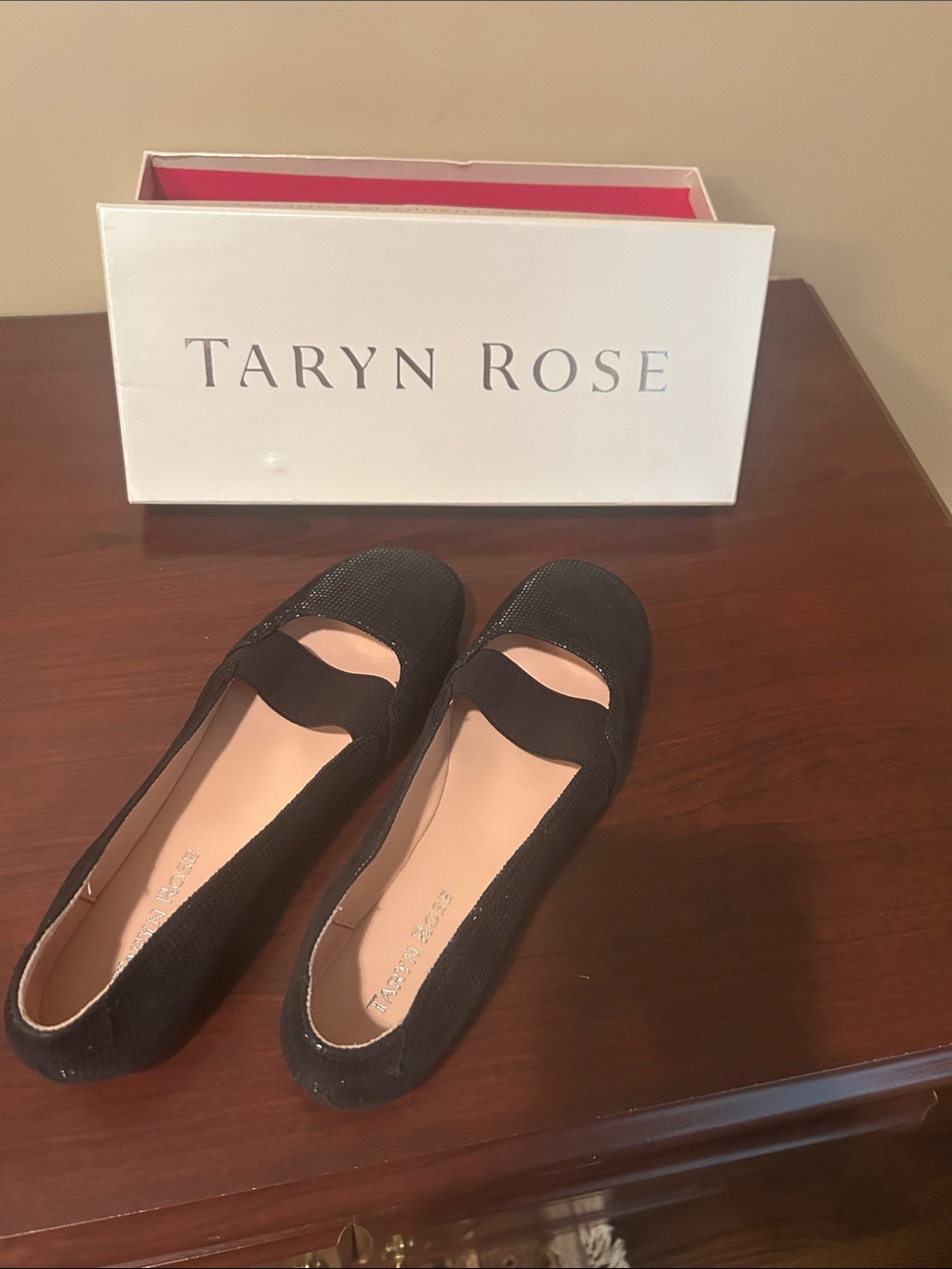 Taryn Rose Black Mesh Slip-On Mary Jane Flats style BARY